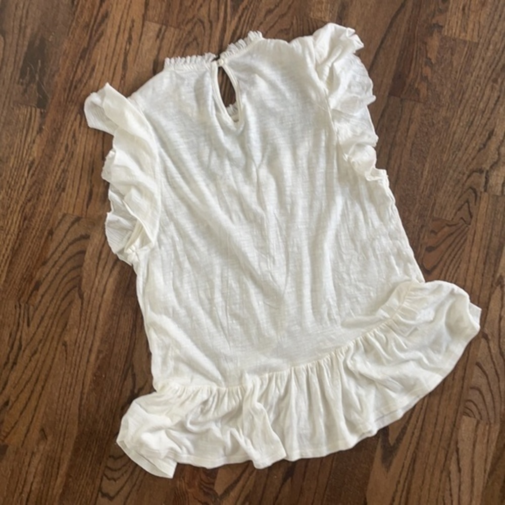 Lucky brand top medium white top ruffles embroidery - Picture 4 of 7